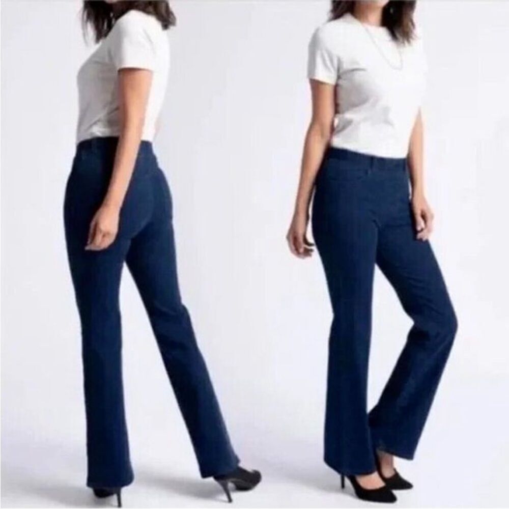 EUC WOMENS SIZE LARGE PETITE BETABRAND BOOTCUT PULL ON JEAN PANTS